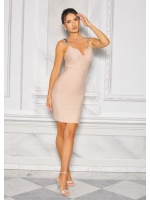 SUKIENKA MINI Z DIAMENTAMI NA RAMIĄCZKACH W KOLORZE BEŻOWYM. Model: IP-8966