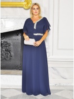 SUKIENKA MAXI W KOLORZE GRANATOWYM Z OZDOBNYMI SREBRNYMI CYRKONIAMI. Model: CU-9067