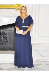 SUKIENKA MAXI W KOLORZE GRANATOWYM Z OZDOBNYMI SREBRNYMI CYRKONIAMI. Model: CU-9067