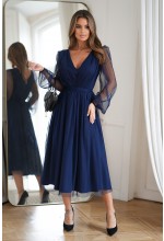 Sukienka midi w kolorze granatowym. Model: BC-9078