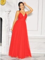 SUKIENKA MAXI Z TIULOWYM DOŁEM W KOLORZE CZERWONYM. . MODEL: AB-9135