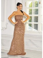 SUKIENKA MAXI CEKINOWA WIĄZANA Z TYŁU W KOLORZE CZEKOLADOWYM. MODEL: VH-9208