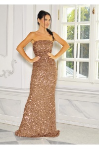 SUKIENKA MAXI CEKINOWA WIĄZANA Z TYŁU W KOLORZE CZEKOLADOWYM. MODEL: VH-9208