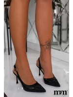 BUTY W KOLORZE CZARNYM Z ODKRYTĄ PIĘTĄ I CEKINOWYM PRZODEM. MODEL: 300-11K BLACK
