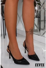 BUTY W KOLORZE CZARNYM Z ODKRYTĄ PIĘTĄ I CEKINOWYM PRZODEM. MODEL: 300-11K BLACK