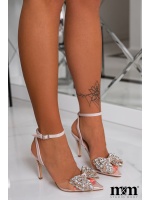 BUTY NA SZPILCE W KOLORZE BEŻOWYM Z KOKARDA DIAMENTOWĄ.MODEL: SEAS-CC 239 BEIGE