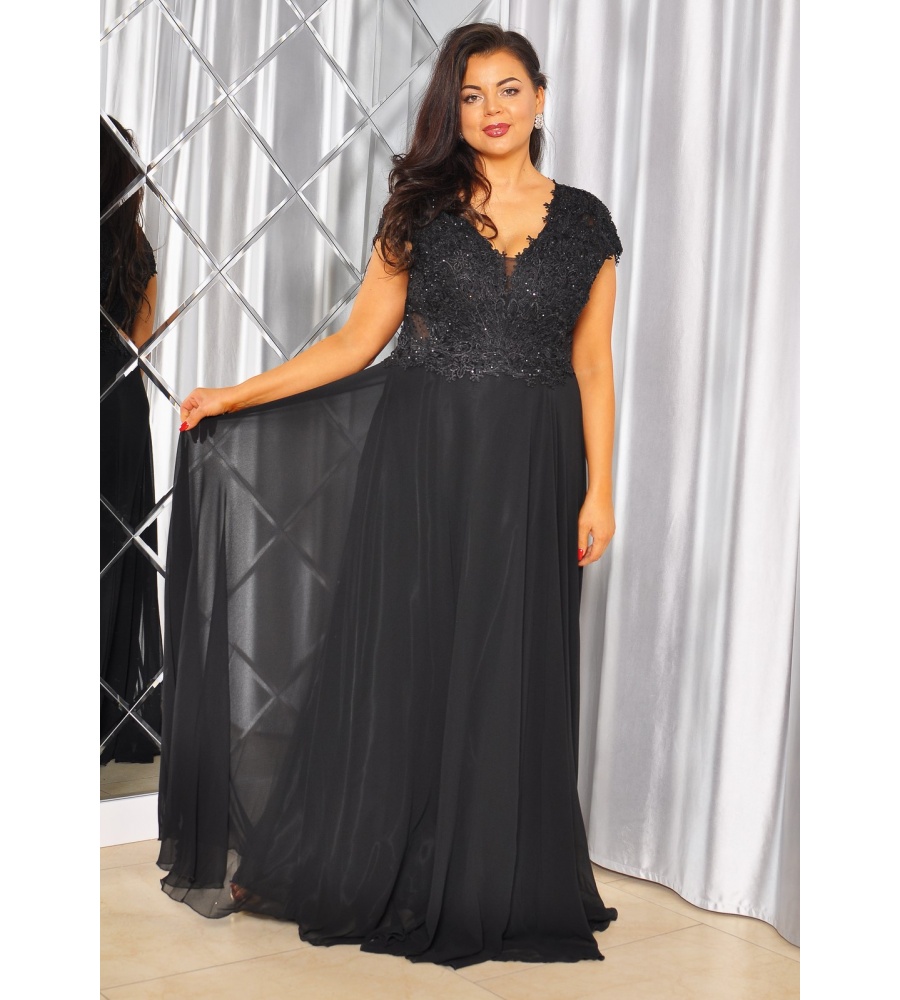 Sukienka maxi z haftowaniem i diamencikami na dekolcie.MODEL: PW-9317