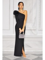 ELEGANCKA SUKIENKA NA JEDNO RAMIE Z OZDOBNĄ FALBANKĄ NA RAMIENIU. Model: BC-9326