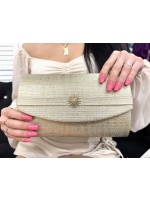 TOREBKA WIZYTOWA W KOLORZE ZŁOTYM Z OZDOBĄ. MODEL: T-1089