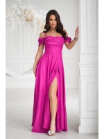 SUKIENKA MAXI W KOLORZE FUKSJI Z OPADAJACYMI RĘKAWKAMI NA RAMIACZKACH.MODEL: BC-9411