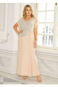 SUKIENKA MAXI W KOLORZE BEZOWYM Z CEKINOWA GÓRĄ.MODEL: GV-9425