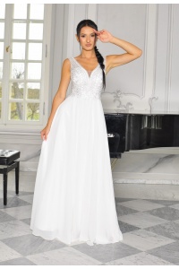 Sukienka Ślubna bez tiulu, góra diamencikowa na grubym ramiączku.MODEL:PW-9430