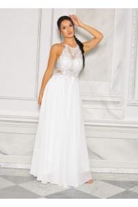 SUKIENKA ŚLUBNA MAXI MERCEDES POD SZYJE ZDOBIONA.MODEL:PW-9431