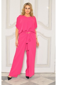 KOMPLET DAMSKI Z BLUZKĄ ORAZ SPODNIAMI W KOLORZE MALINOWYM.MODEL:KB-9432