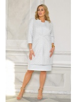 Elegancki pikowany komplet damski w kolorze błękitnym z płaszczykiem . Model EL-9437