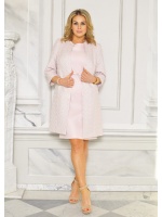 Elegancki pikowany komplet damski z płaszczykiem w kolorze pudrowego różu. Model EL-9438
