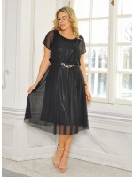 Sukienka szyfonowa z błyszczącą nitką w kolorze czarnym. Model: TR-9456