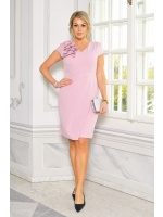 SUKIENKA MINI Z FALBANKA NA RAMIENIU W KOLORZE PUDER RÓŻ. MODEL: KM-9496