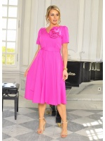 SUKIENKA MALINOWA Z KWIATEM I PASKIEM W TALI. EB-9559