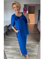 Szafirowy komplet spodnie+tunika z kwiatem.MODEL: TR-9564