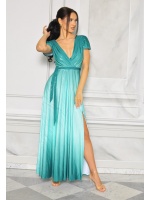 Sukienka maxi z rekawkiem ombre w kolorze zielonym. MODEL:EC-9590