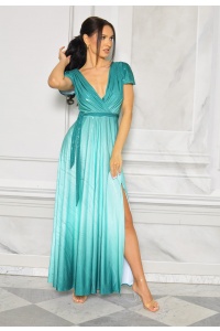 Sukienka maxi z rekawkiem ombre w kolorze zielonym. MODEL:EC-9590