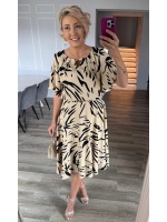 SUKIENKA MIDI ROZKLOSZOWANA WE WZÓR ALA ZEBRA BEŻOWO-CZARNY. MODEL:TR-9594