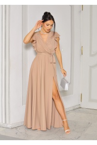 SUKIENKA MAXI MOTYLEK W KOLORZECIEMNEGO BEŻU.MODEL: KM-9611