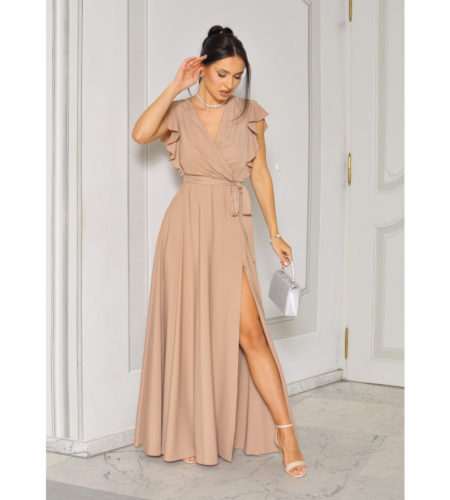 SUKIENKA MAXI MOTYLEK W KOLORZECIEMNEGO BEŻU.MODEL: KM-9611