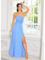 SUKIENKA MAXI W KOLORZE BABY BLUE Z DELIKATNYM BŁYSKIEM WIĄZANA Z TYŁU. MODEL:EB-9627