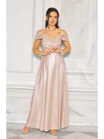 Sukienka maxi hiszpanka w kolorze szampańskim.MODEL:DE-9639