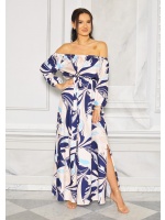 SUKIENKA MAXI W KOLORZE NIEBIESKO-BEŻOWO-GRANATOWYM.MODEL:TR-9644