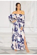 SUKIENKA MAXI W KOLORZE NIEBIESKO-BEŻOWO-GRANATOWYM.MODEL:TR-9644