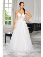 Suknia ślubna EKRII z mocniej wyciętym dekoltem.MODEL:PW-9767