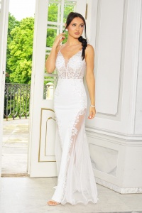 SUKIENKA MAXI W KOLORZE BIAŁYM Z DODATKAMI DŻETÓW.MODEL:PW-9672