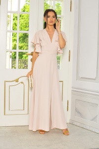 SUKIENKA MAXI W KOLORZE BEŻOWYM Z LEKKIM RĘKAWKIEM.MODEL:MC-9679