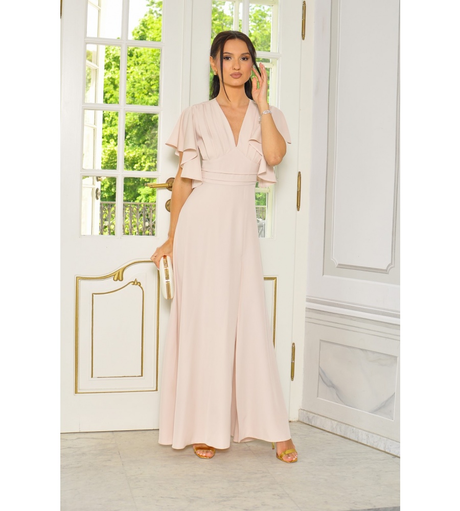 SUKIENKA MAXI W KOLORZE BEŻOWYM Z LEKKIM RĘKAWKIEM.MODEL:MC-9679