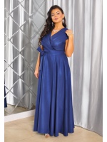 Sukienka maxi gładka z paskiem z dekoltem w kształcie litery V. . Model:BC-9728