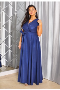 Sukienka maxi gładka z paskiem z dekoltem w kształcie litery V. . Model:BC-9728