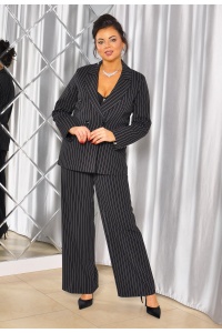 CZARNY ELEGANCKI GARNITUR W BIAŁE PASKI .MODEL: KL-9755