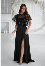 Sukienka maxi z narzutką cekinową w kolorze czarnym. MODEL: BC-9777