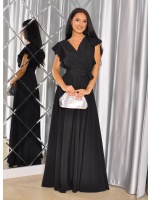 SUKIENKA MAXI Z RĘKAWKAMI ALA MOTYLEK W KOLORZE CZARNYM. MODEL:KM-9769