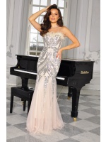 SUKIENKA MAXI CEKINOWA W KOLORZE SREBRNYM. MODEL: PW-9785