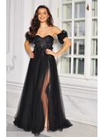 Olśniewająca sukienka w kolorze czarnym ze zdobionym gorsetem. Model:PW-9787