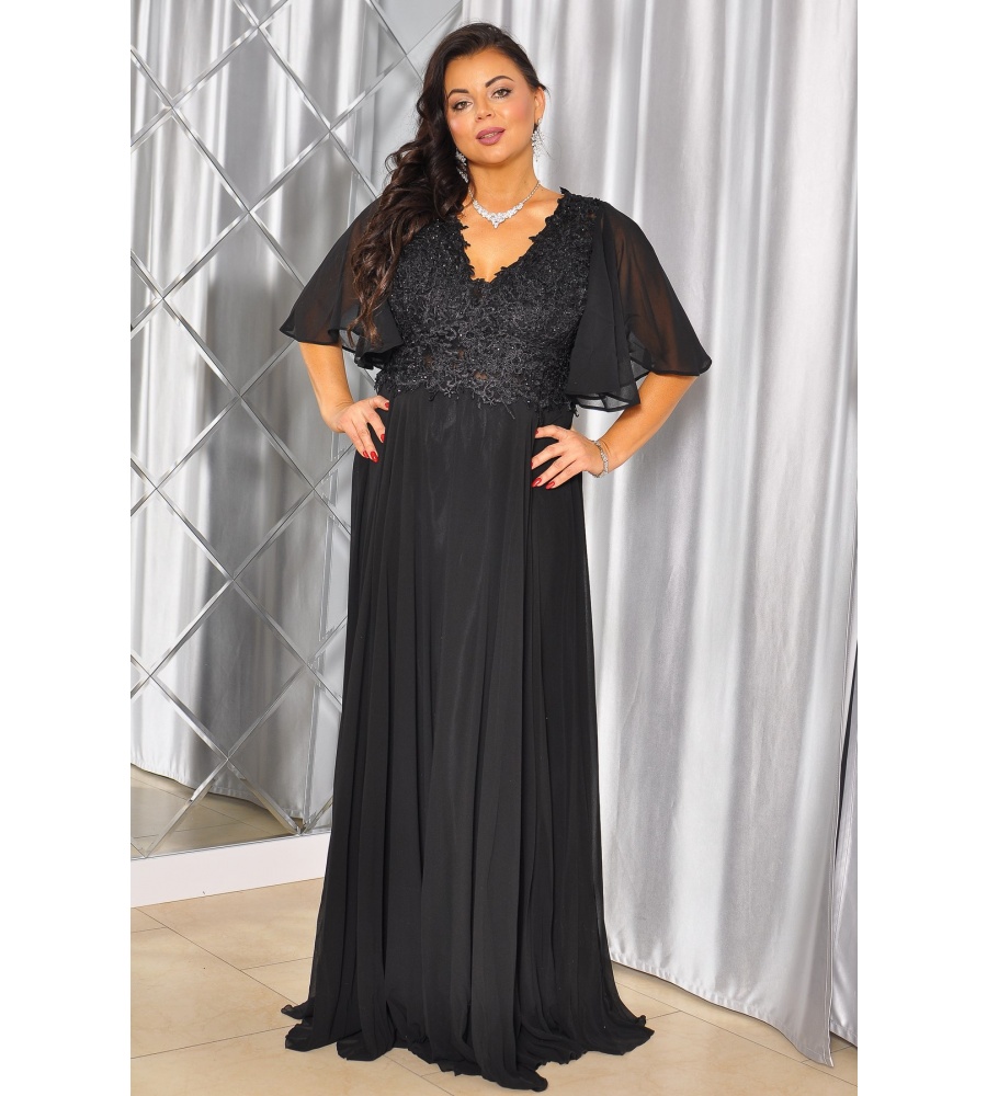 EFEKTOWNA SUKIENKA MAXI W KOLORZE CZARNYM.MODEL: PW-9798