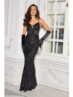 SUKIENKA CEKINOWA RYBKA NA RAMIACZKACH W KOLORZE CZARNYM. MODEL:IP-9820