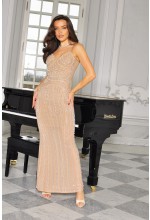 SUKIENKA MAXI BEŻOWA Z PEREŁKAMI PO CAŁEJ DŁUGOŚCI. MODEL: IP-9821