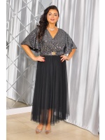 SUKIENKA MIDI Z CEKINOWĄ GÓRĄ I TIULOWYM DOŁEM.MODEL: IP-9853