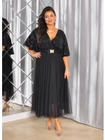 SUKIENKA MIDI Z CEKINOWĄ GÓRĄ I TIULOWYM DOŁEM. MODEL:IP-9854