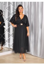 SUKIENKA MIDI Z CEKINOWĄ GÓRĄ I TIULOWYM DOŁEM. MODEL:IP-9854